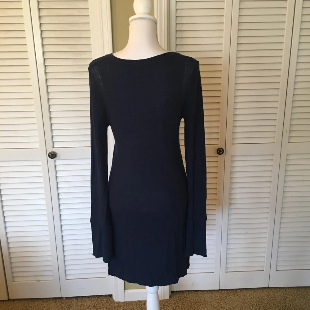 Free People Long Knit Deep Blue Stylish Tunic Top